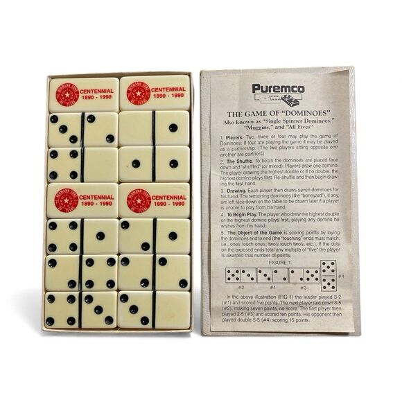 1990 Hermann Sons of Texas Centennial Domino Set Puremco Marblelike Double Six - Picture 2 of 16